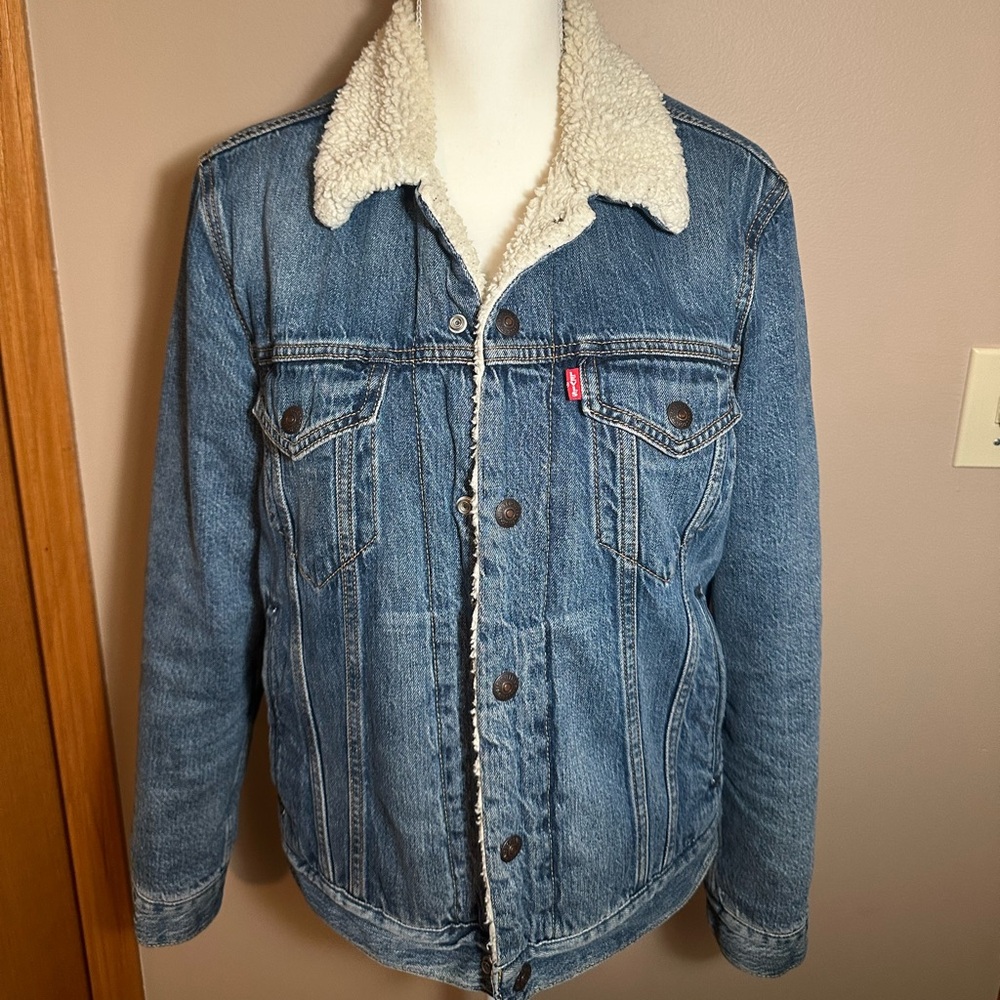 Levi Blue Denim Sherpa Jacket